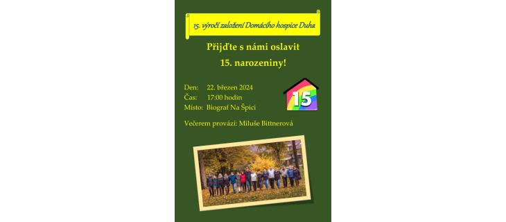 Domácí hospic Duha v Hořicích slaví 15. narozeniny