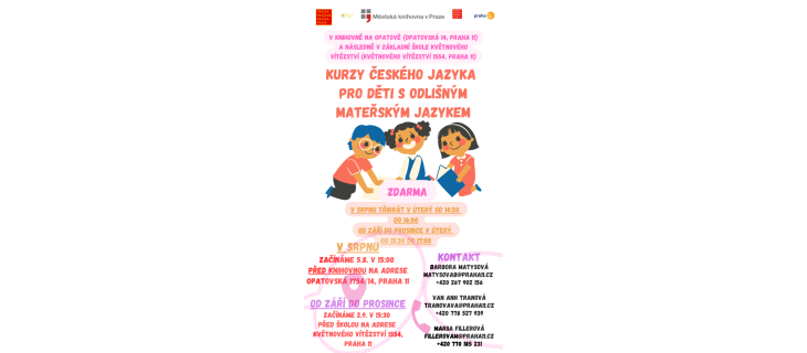 Asistence při kurzech češtiny pro děti s odlišným mateřským jazykem v knihovně Asistence při kurzech češtiny pro děti s odlišným mateřským jazykem v knihovně