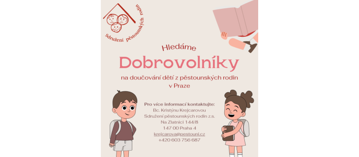 Doučování dětí z pěstounských rodin 