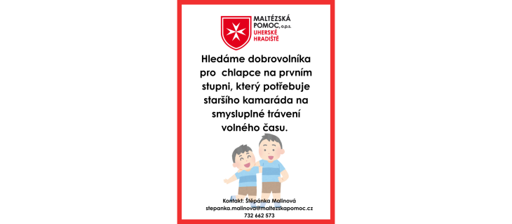 Chlapec hledá staršího kamaráda na společné trávení volného času v Uherském Hradišti