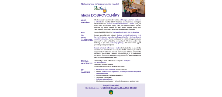 MeziČas hledá DOBROVOLNÍKY!