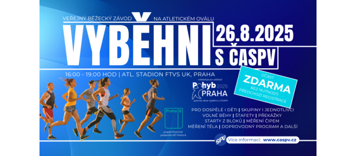 VYBĚHNI S ČASPV – veřejný běžecký závod na atletickém oválu VYBĚHNI S ČASPV – veřejný běžecký závod na atletickém oválu